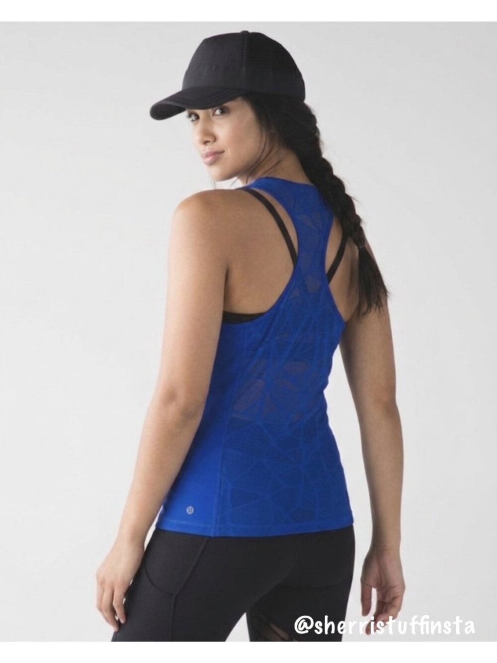 Lululemon Goal Crusher Tank Top Mesh Reflective Racerback Harbor Blue Size 6